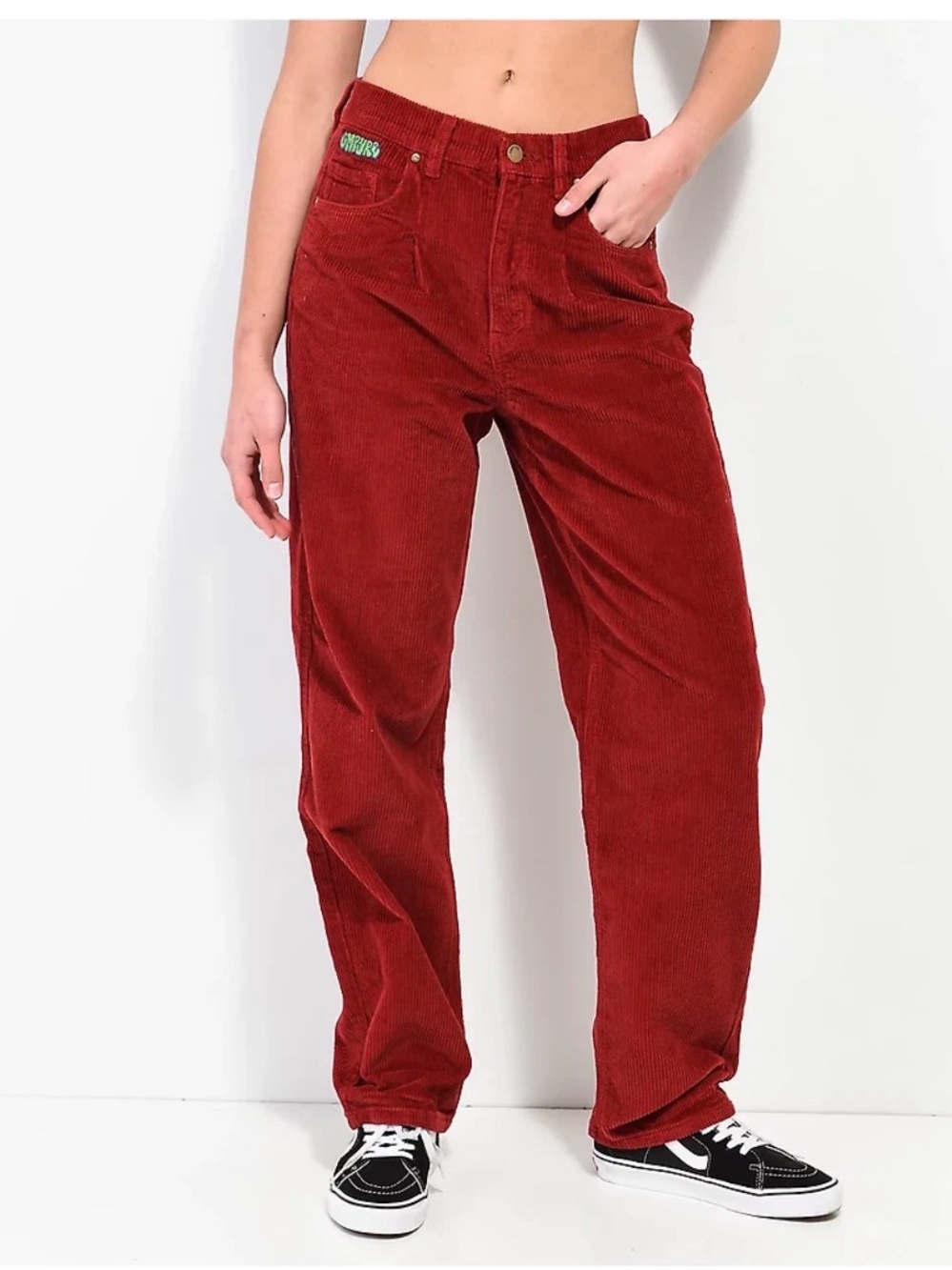 Empyre Tori Pleated Wine Corduroy Skate Pants, size small